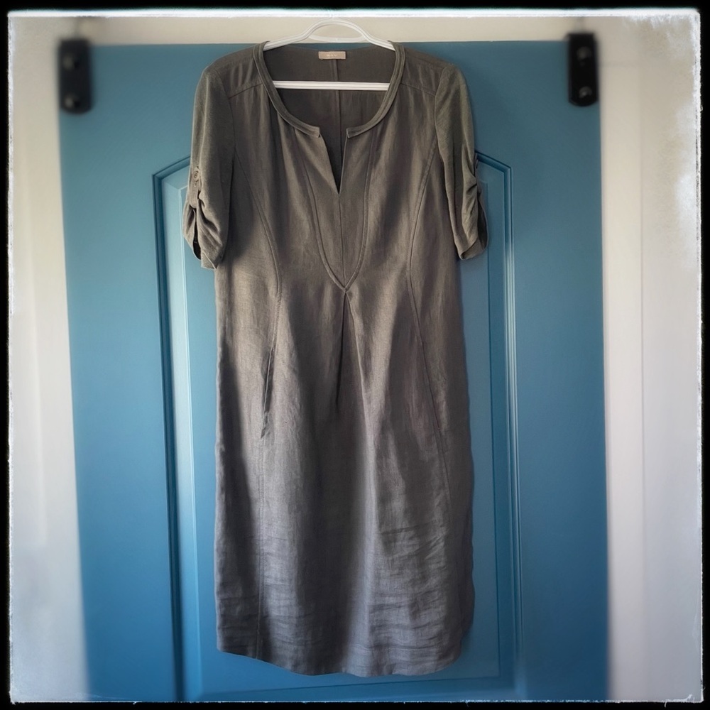 RIANI grey linen dress
